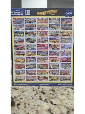 WHITE MOUNTAIN - GREETINGS FROM... 1000 piece puzzle - NEW NIB 50 States Stamps